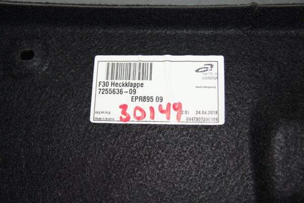 BMW F30 F80 3 Series M3 Trunk Lid Tailgate Interior Trim 7255636