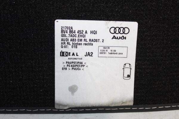Audi 8V A3 Rear Floor Mat Carpet 8V4 864 452 A