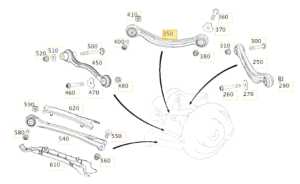 Mercedes Benz W205 C43 Rear Right Tension Strut Control Arm A2043500892