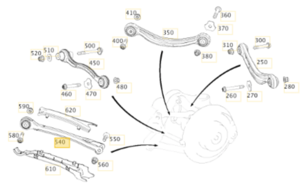 Mercedes Benz W205 C43 Rear Left & Right Lower Control Thrust Arm A2043500229
