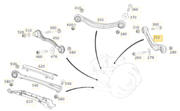 Mercedes Benz W205 C43 Rear Left Upper Camber Control Arm A2043500132
