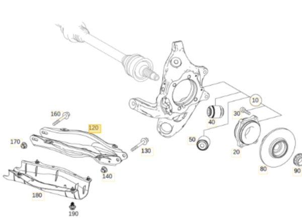 Mercedes Benz W205 C43 Rear Left & Right Lower Control Arm A2053522000