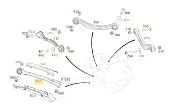 Mercedes Benz W205 C43 Rear Right & Left Thrust Control Arm A2043500229