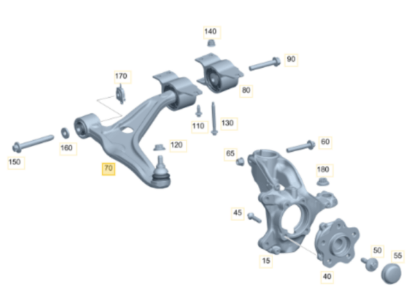 Mercedes Benz W177 A250 Front Right Lower Control Arm A2473307602