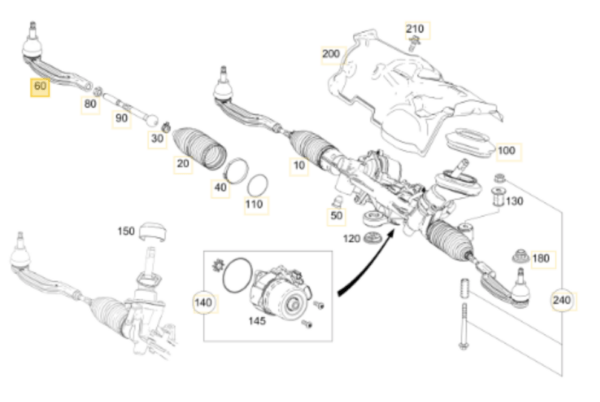Mercedes Benz W177 A250 Front Right Tie Rod Inner + Outer A1773308400