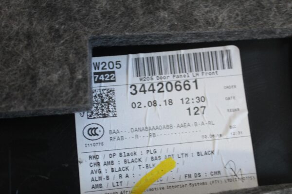Mercedes Benz W205 C300 C43 Front Left Door Card Panel Trim A2057206911