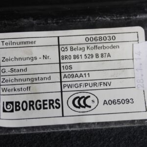 Audi 8R Q5 SQ5 Boot Floor Lower Trim Carper Panel 8R0861529B 87A - Image 10