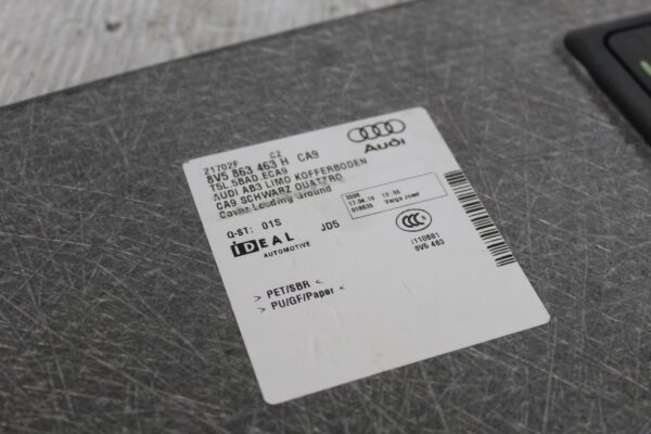 Audi 8V A3 S3 RS3 Rear Trunk Floor Mat 8V5863463H