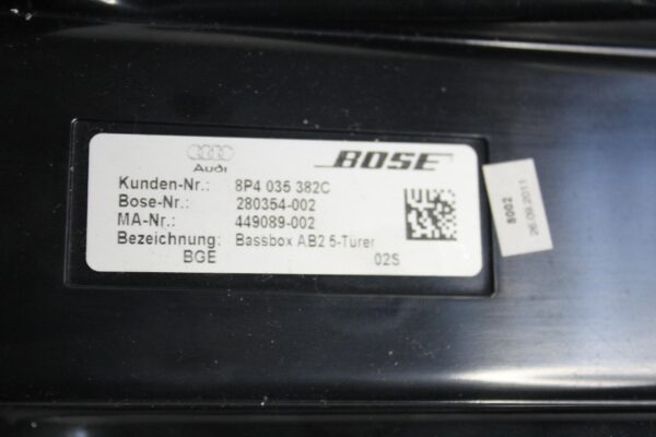 Audi 8P A3 S3 RS3 Rear Bass Bose Loud Speaker Sub 8P4035382C