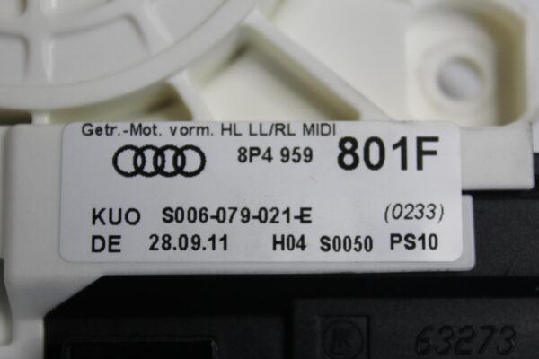 Audi 8P A3 S3 RS3 Left Passenger Rear Window Regulator Motor 8P4959801F