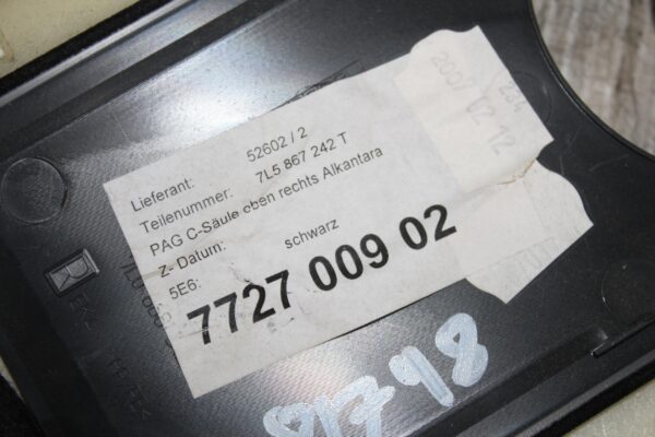 Porshce 955 957 9PA Cayenne Right B Pillar Trim Panel 7L5867242T, 95555520003