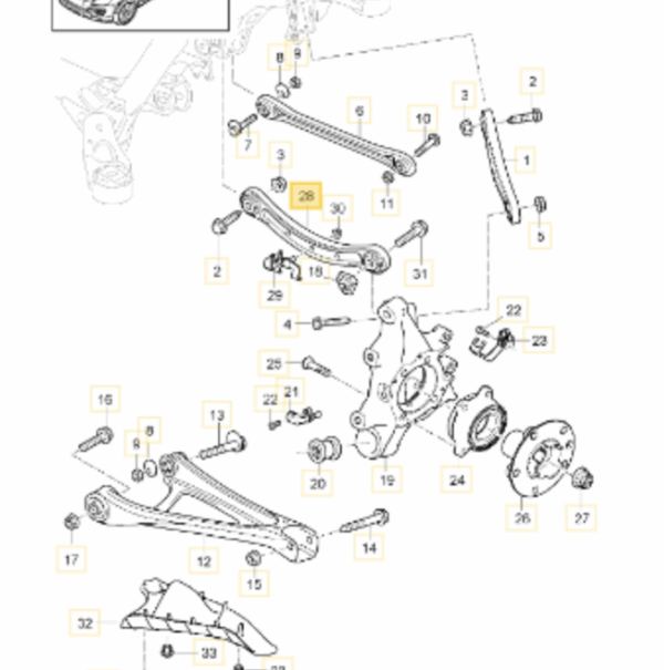 Porsche 958 92A Cayenne Rear Upper Wishbone Control Arm 95533104710